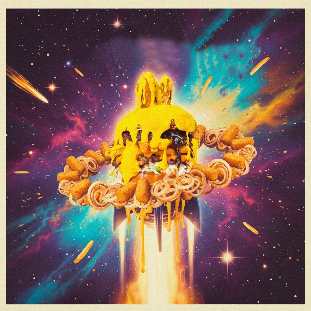 All Star Burgr — Food styling și elemente sci-fi în designul posterului